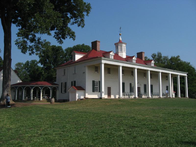 Mount Vernon in Fairfax County, Virginia, near Alexandria, was the plantation home of George Washington, first President of the United States. The estate is situated on the banks of the Potomac River across from Prince George's County, Mary