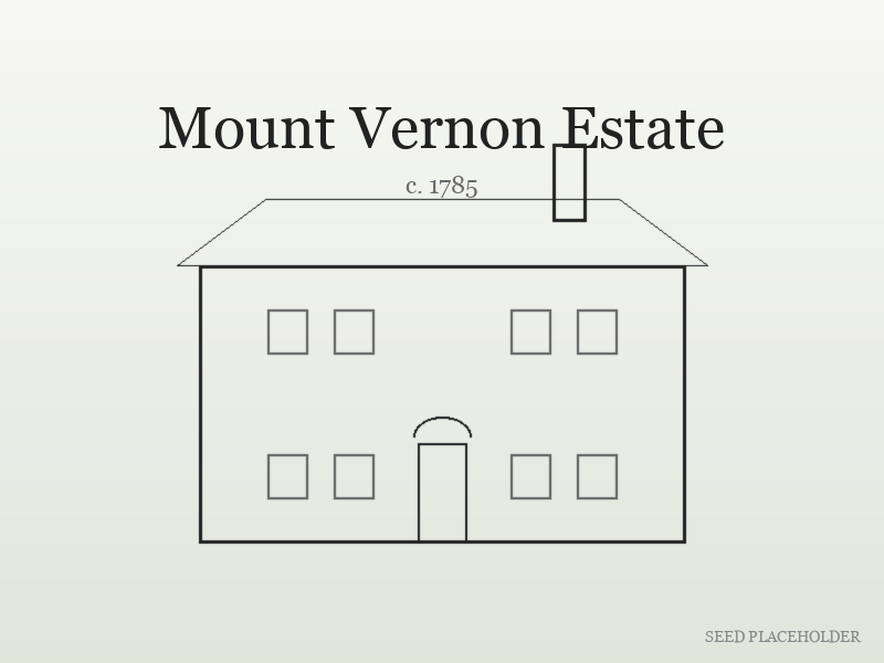 Historical-style illustration of Mount Vernon Estate (colonial-era residence).