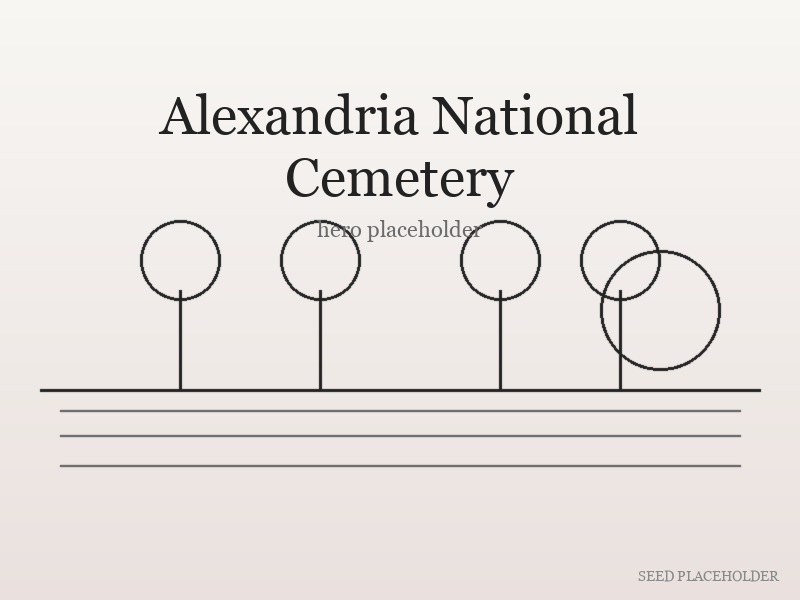 Stylized illustration of Alexandria National Cemetery (Civil War-era landscape).
