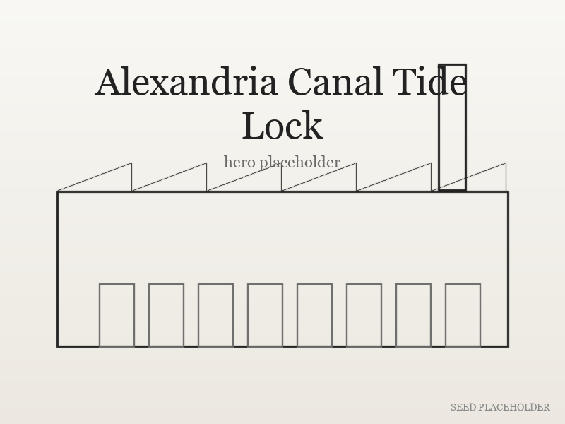 Stylized illustration of Alexandria Canal Tide Lock (antebellum industrial building).