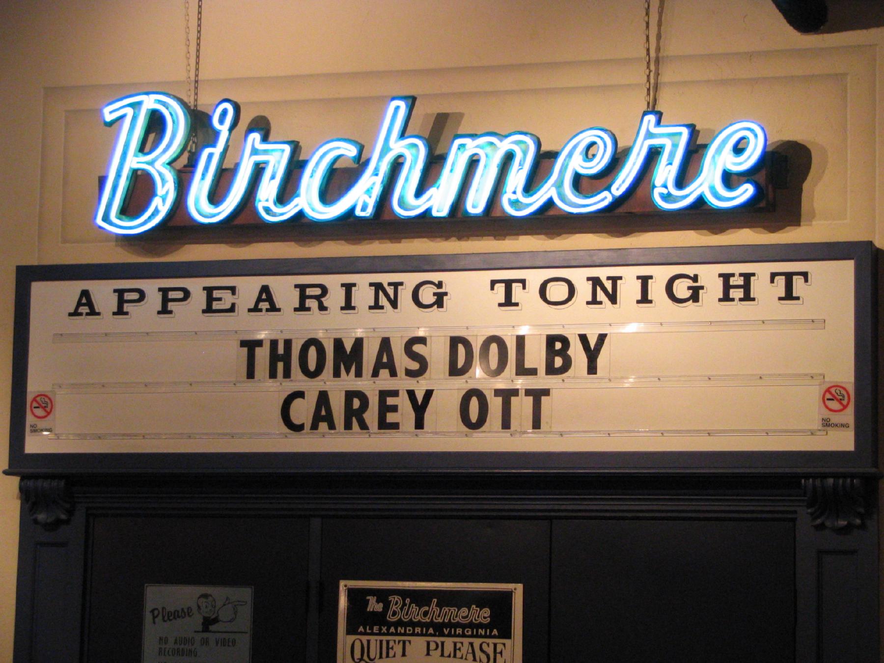 At the inside entrance to The Birchmere's theatre.