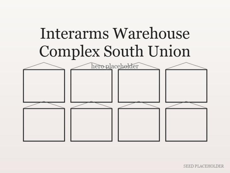 Stylized illustration of Interarms Warehouse Complex South Union (mid-century building complex).