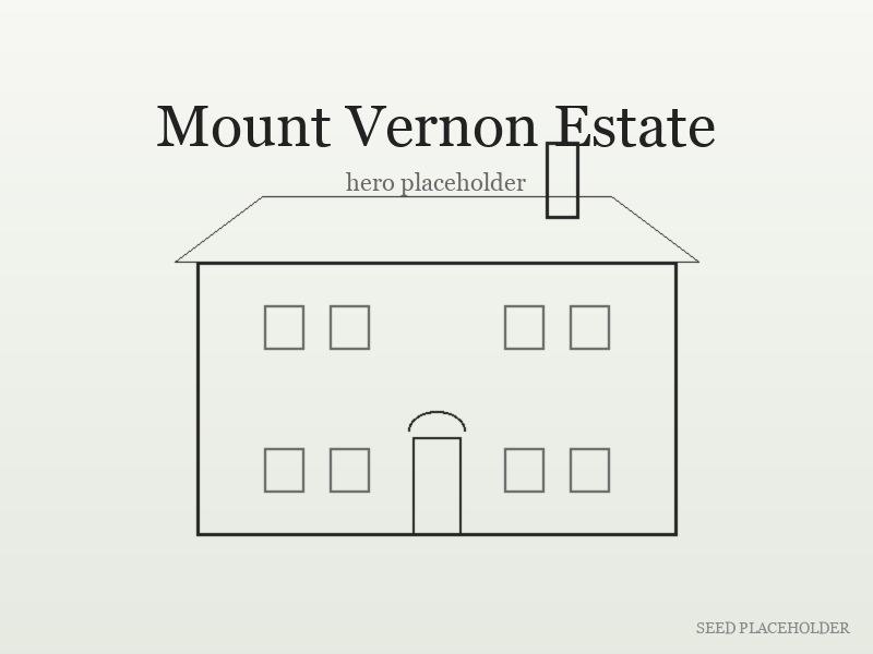 Stylized illustration of Mount Vernon Estate (colonial-era residence).