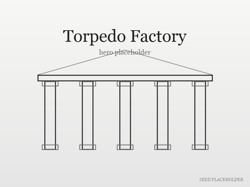 Stylized illustration of Torpedo Factory (early twentieth-century institutional building).