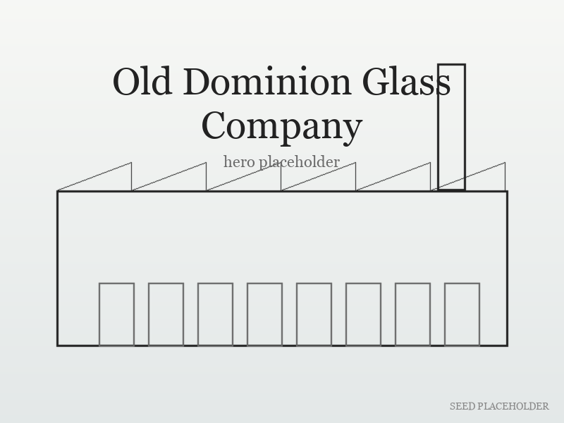 Stylized illustration of Old Dominion Glass Company (Reconstruction-era industrial building).