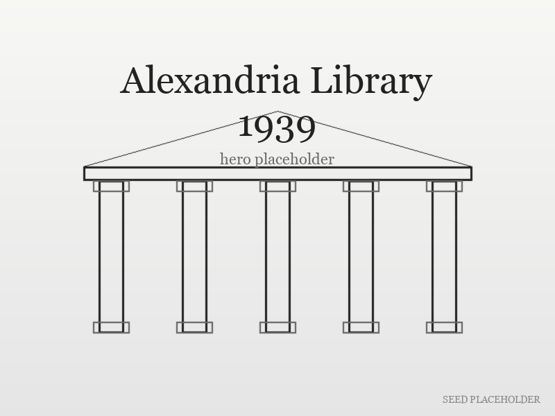 Stylized illustration of Alexandria Library 1939 (early twentieth-century institutional building).