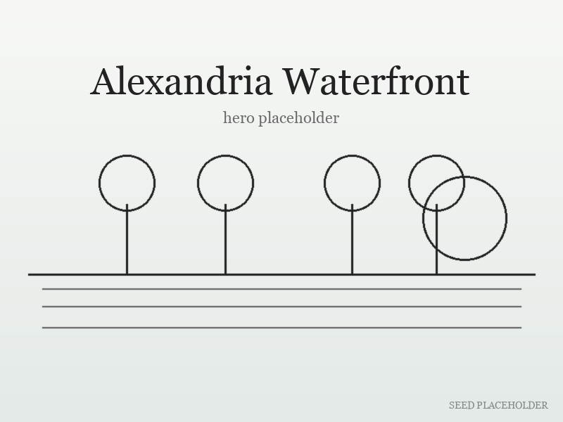Stylized illustration of Alexandria Waterfront (contemporary landscape).