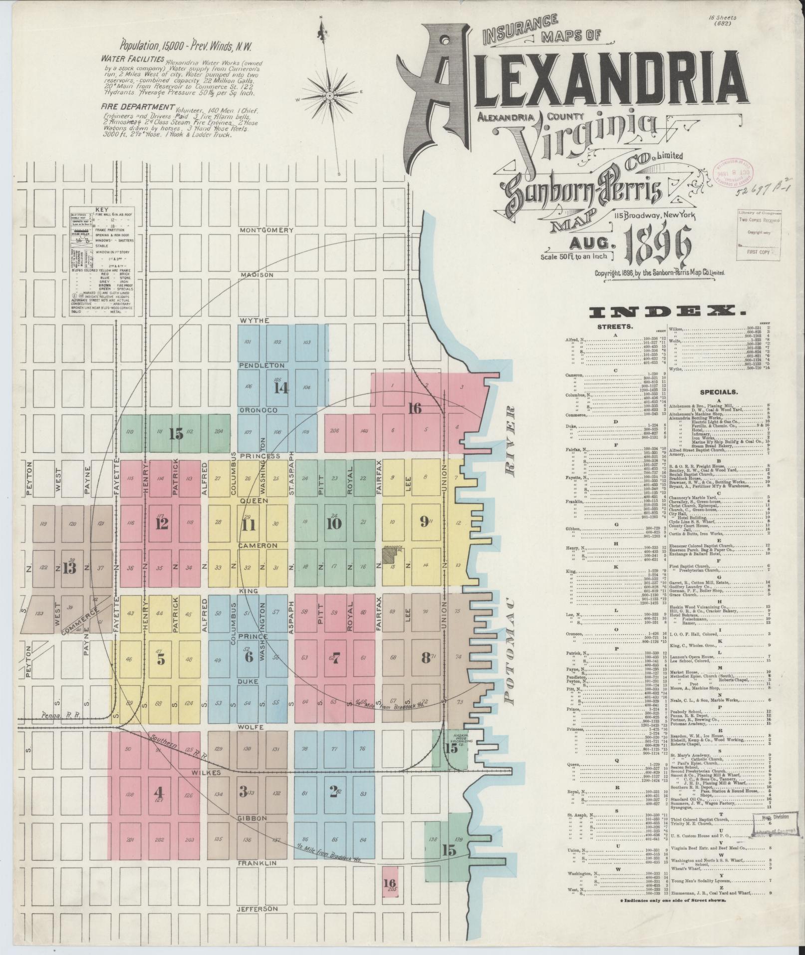 Sanborn Fire Insurance Atlas of Alexandria — July 1885